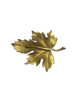 Maybelle Vintage Gold Leaf Brooch Gold-Tone Textured Pin Beautiful Pre-Owned